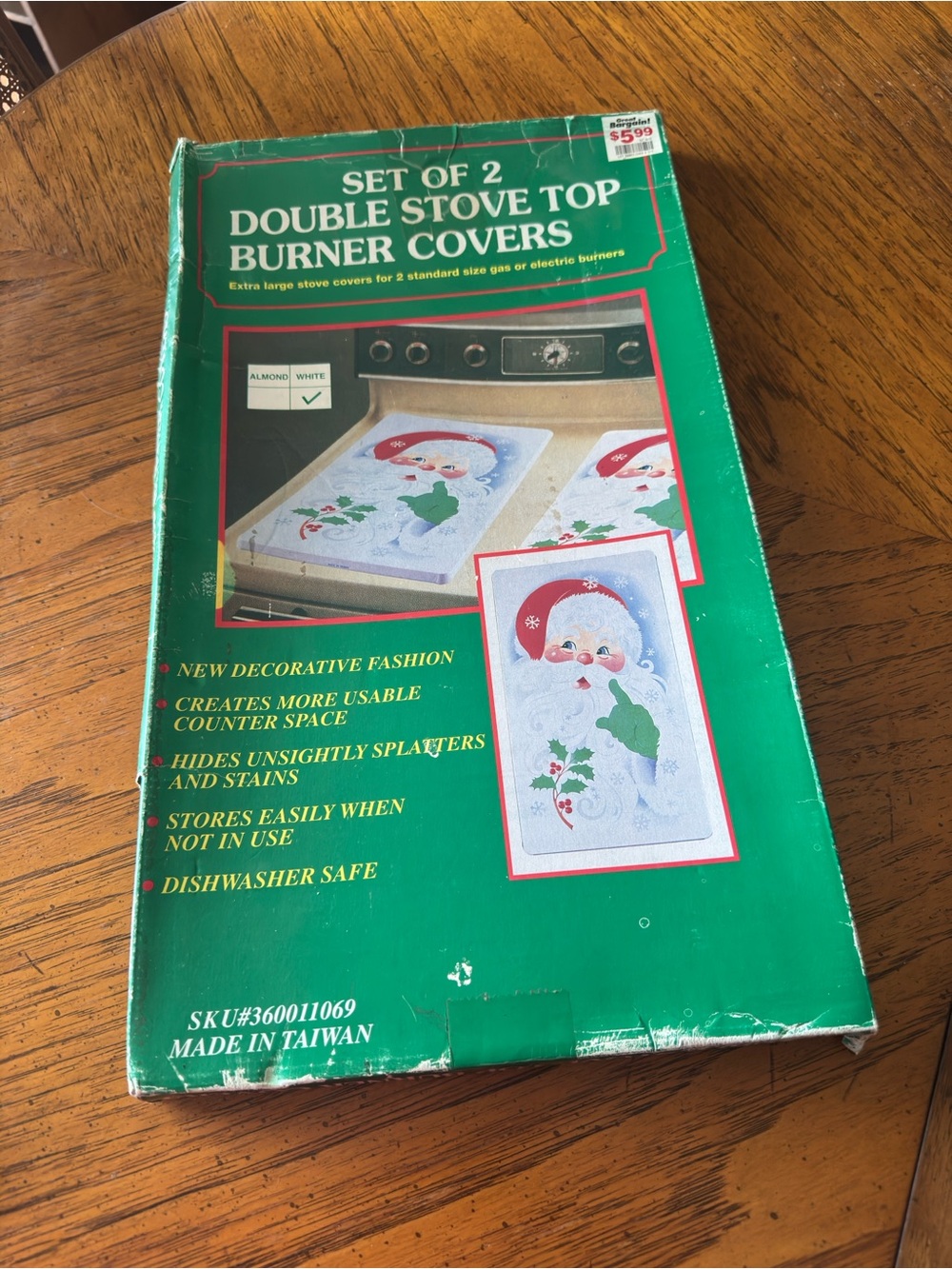 Vintage 1980s Santa Stove Top Burner Covers Set of 2 – Christmas Kitchen Decor –